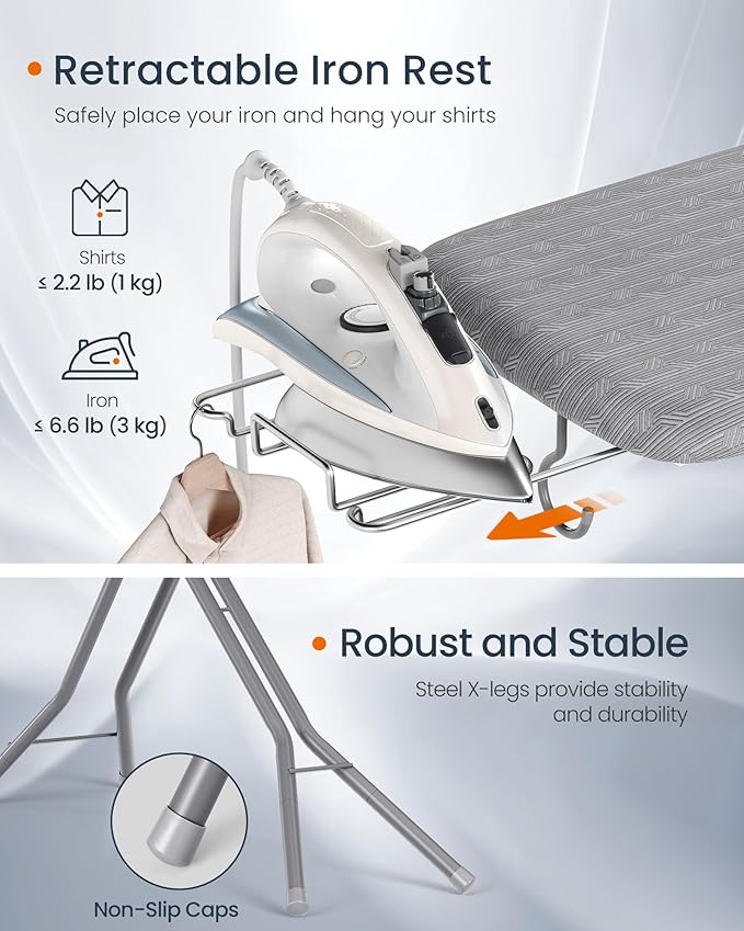 SONGMICS Ironing Board, Foldable Iron Board, Height Adjustable up to 35 Inches