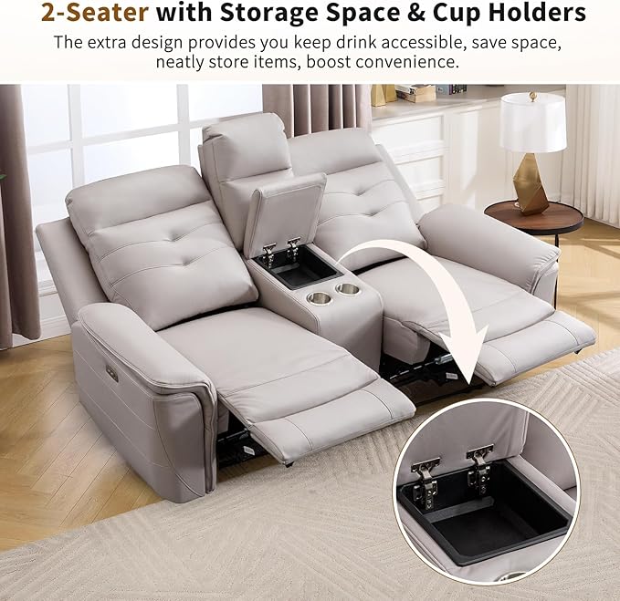 ANJ 2-Piece Oversied Faux Leather Power Recliner Sofa Set