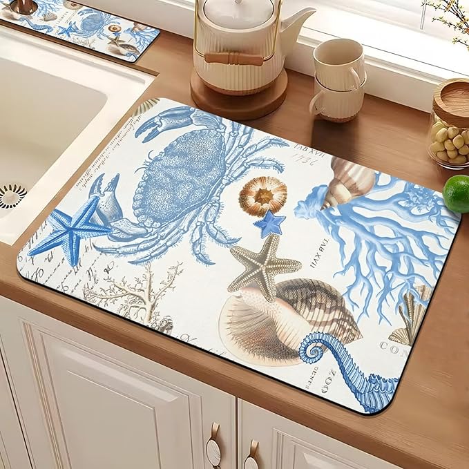 19.5" x 12" Dish Drying Mat & 24" x 5.5" Sink Splash Guard, Super Absorbent