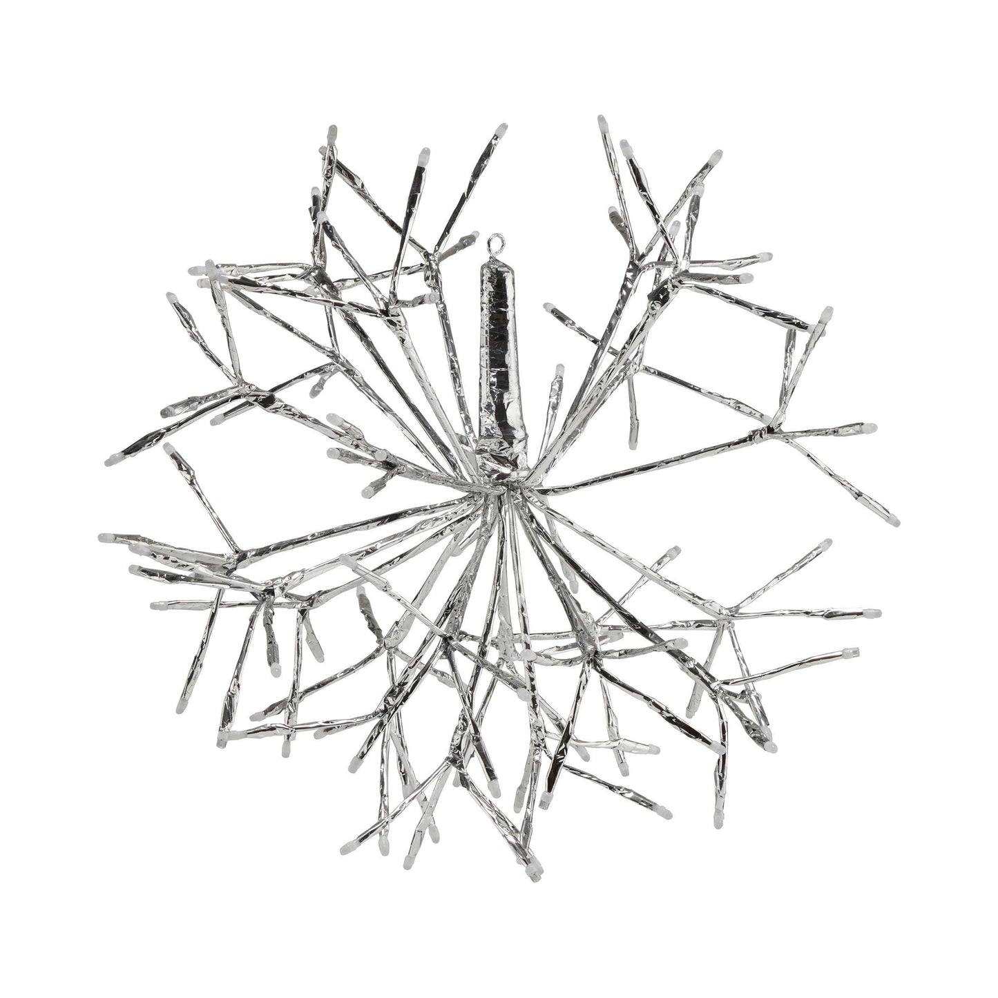 Alpine Corporation 16"H Indoor Holiday 3D Snowflake Hanging Ornament with LED Lights, Silver , Christmas Decoration
