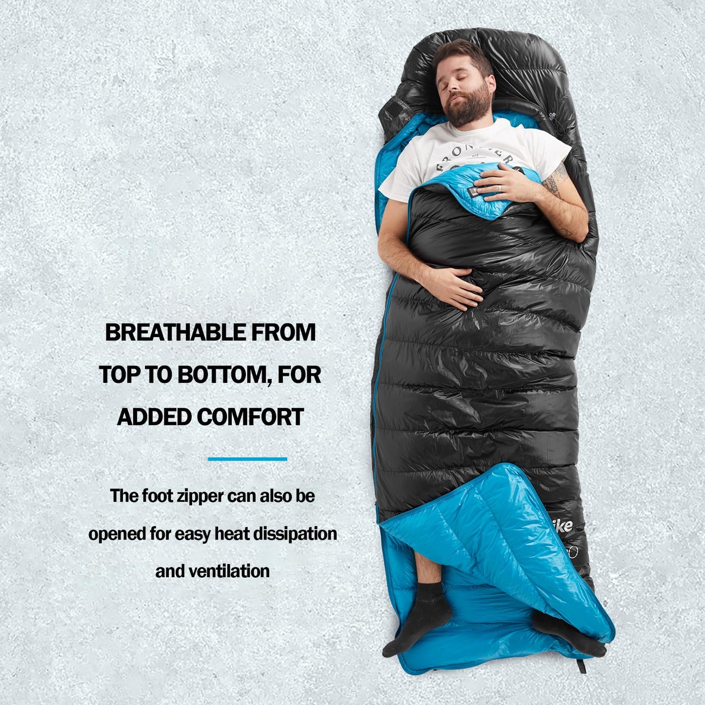 Naturehike Ultralight Down Cold Weather Sleeping Bag, 650FP Compact Sleeping Bag 3-4 Season for Adults & Kids, Backpacking, Camping, Hiking, Traveling with Compression Sack (Grey, Large)
