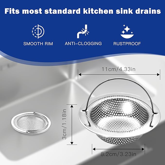 2 Pack Kitchen Sink Drain Strainer