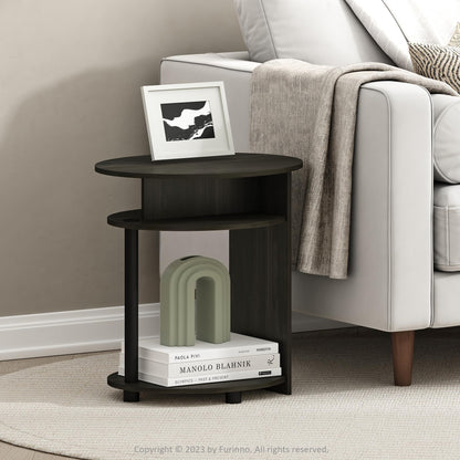 FURINNO Oval End Table, One, Walnut
