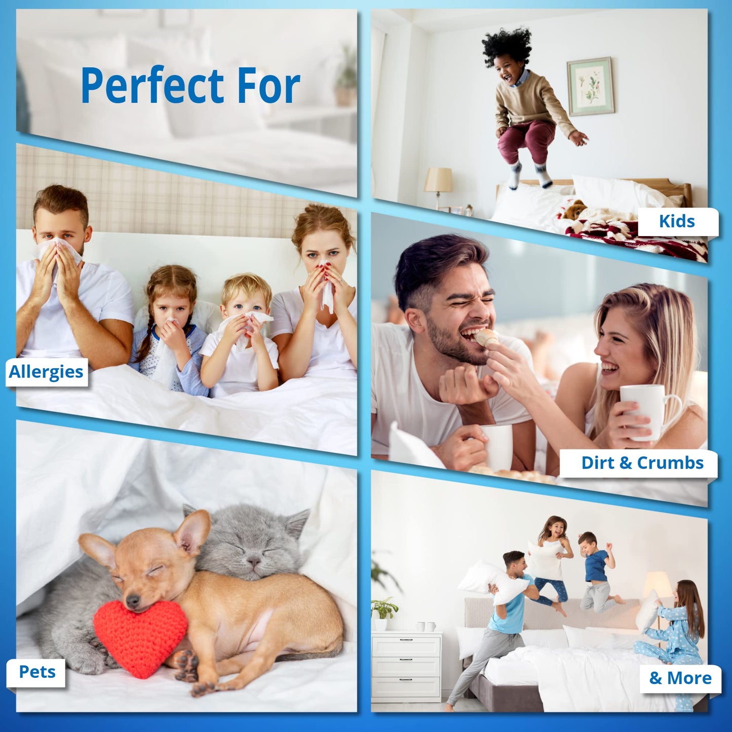 National Allergy 100% Cotton California King Mattress Encasement 73x84x12, Hypoallergenic, Dust Proof Zippered 6-Sided Cover, Breathable, Noiseless Natural Cotton, AAFA Certified