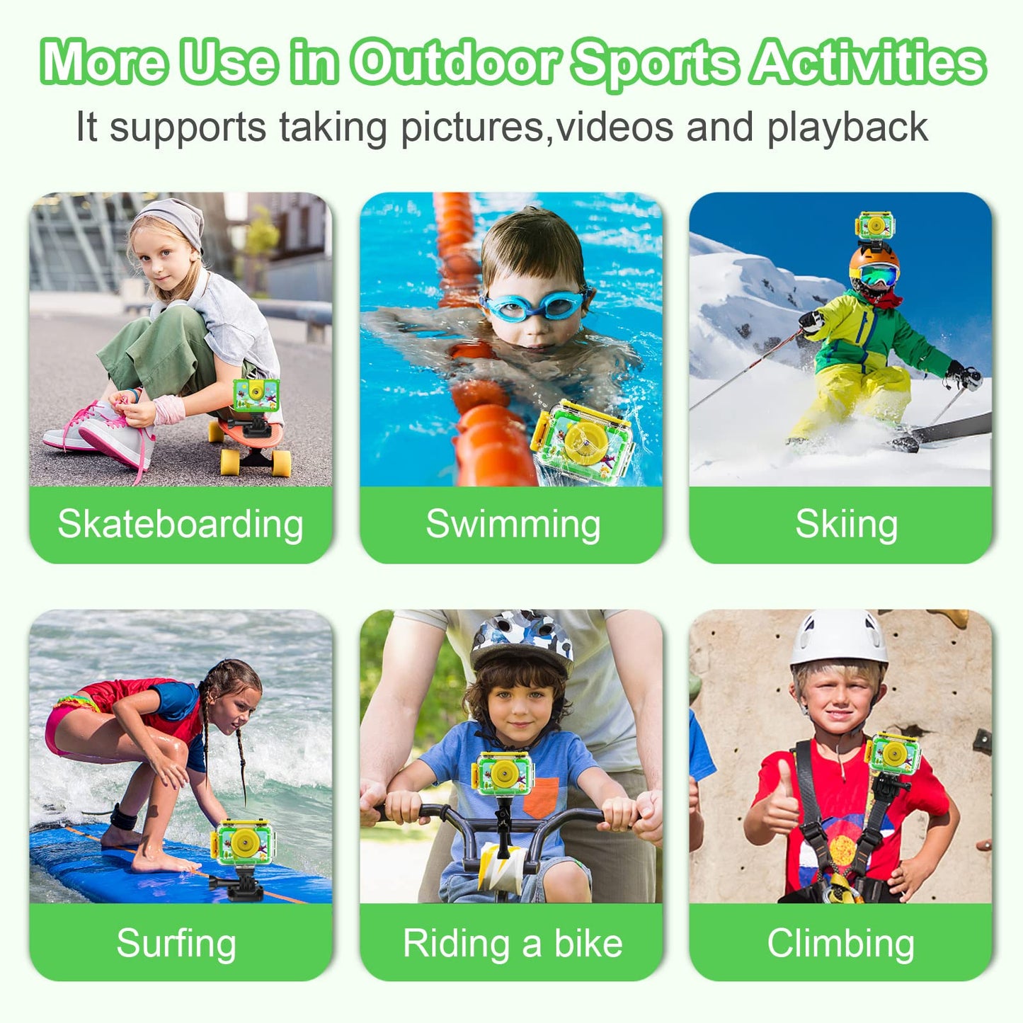 GKTZ Kids Camera - Waterproof Underwater Camera for Kids, Christmas Birthday Gifts for Boys Age 3-12, 1080P HD Children Digital Action Camera, Pool Toys for Kids Age 4-12