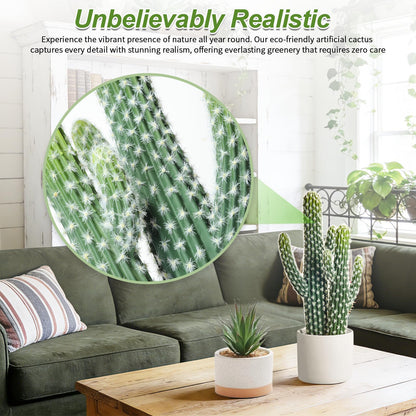 ASTRIDIA Artificial Cactus Plants - Potted Succulents in Ceramic, Faux Cacti and Succulent Decor for Home, Office Desk，Living Room-1pack