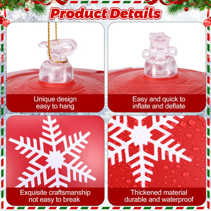 12 Pcs 12 Inch Inflatable Christmas Ball Ornaments Large Christmas Hanging Tree Ornaments Blow up PVC Christmas Balls Decorations for Xmas Porch Yard Lawn Holiday Party Decor