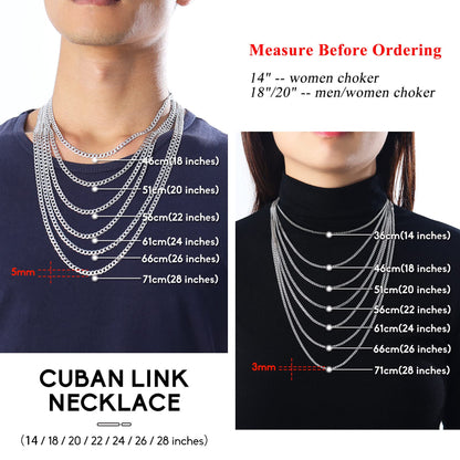 Suplight 925 Sterling Silver Cuban Chains Necklace for Men 5mm Flat Solid Mens Necklaces 20 Inch Men's Silver Chain Gift for Son Husband Father