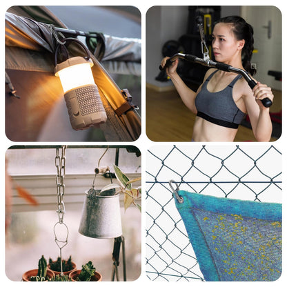 304 Stainless Steel Carabiner Clips, 【NO Rust】 1360lbs Heavy Duty Carabiners, 2.36 inch D-Ring Snap Hook Keychain Spring Clips for Gym, Pet leashes (8PCS 304 Stainless Steel Clips)