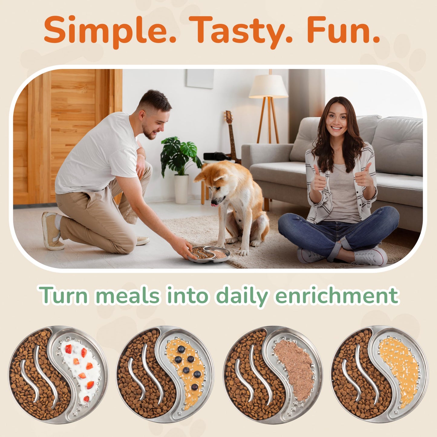 Stainless Steel Slow Feeder Dog and cat Bowl & Lick Mat – 2 Cups, Enrichment Puzzle for Small & Medium Pets, Improves Digestion & Supports Meal Variety, with Non-Slip Suction Cups