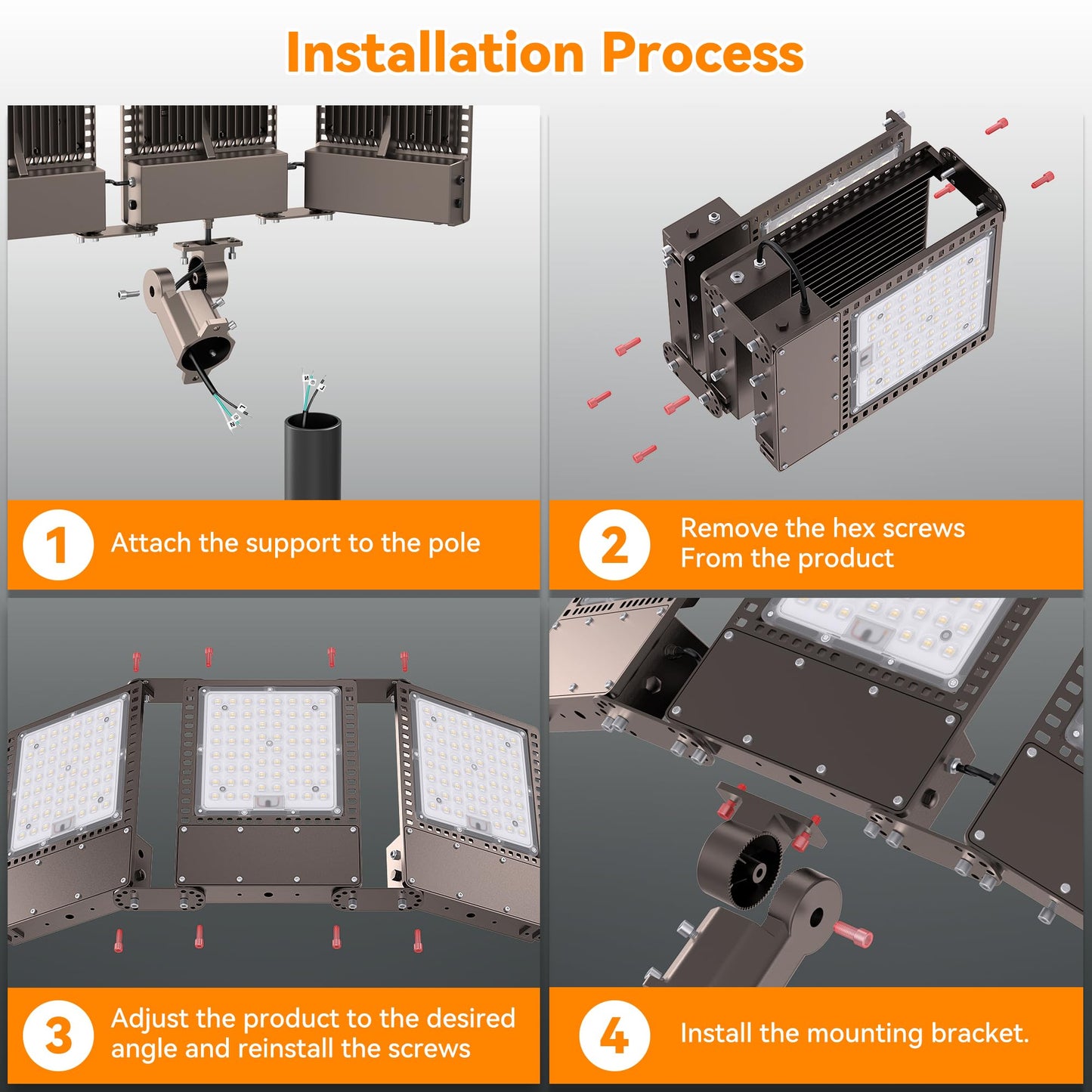 2025 New Upgraded 600W Dusk to Dawn LED Parking Lot Light 90000lm 5000K, ETL, AC85-277V, IP67 Waterproof Adjustable 3-Head Street Lights Outdoor, Pole & Wall-Mounted Flood Lights for Stadium