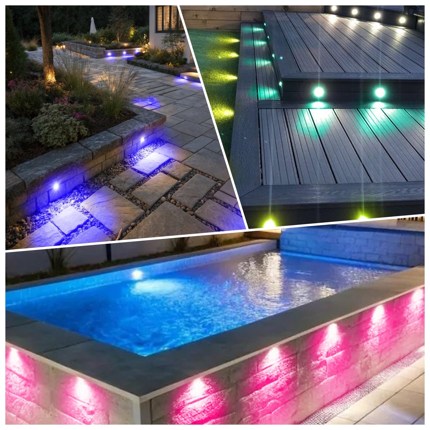 FVTLED WiFi LED Deck Lights Kit, 20 Pack D35 RGB Low Voltage LED Stair Step Light Outdoor IP65 Waterproof Recessed Deck Lighting, Compatible with Alexa Google Home, Bronze