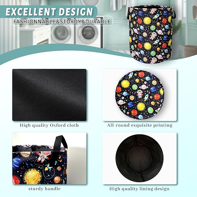 Funny Astronaut Laundry Basket Foldable