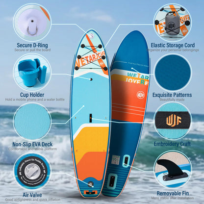 WETARJOYFRE Inflatable Stand Up Paddle Board, 11' x 33" x 6" Extra Wide SUP with Premium Accessories, Non-Slip Deck ISUP for All Skill Levels, Adults, Youth, Fishing, Yoga, Floating on Ocean & Lake