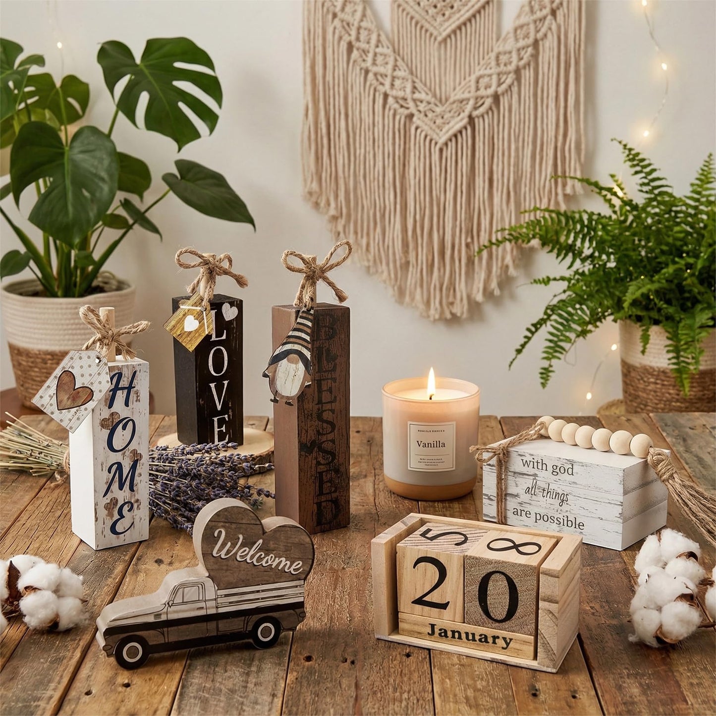 10 Pcs S Double Sided Farmhouse Table Decor Wooden Rustic, Our Home Our Story Life Wooden Book Stack Decor, Home Sweet Home Stacked Blocks Sign for Kitchen Shelf Coffee Table