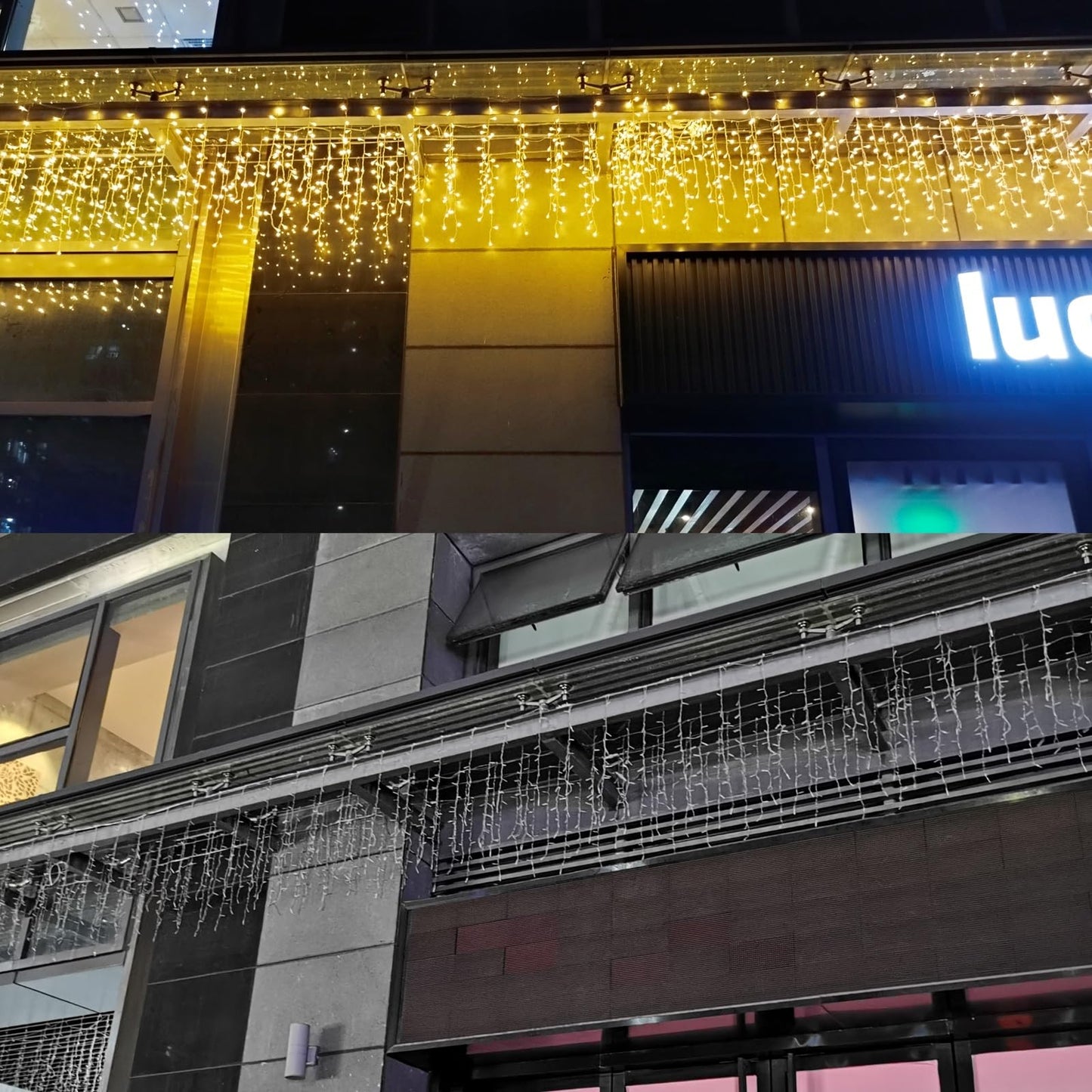 ZIMINGU Icicle Dripping Lights, 13FT 144 LEDs 8 Modes Christmas Connectable Twinkle Window Curtain Fairy Waterfall Diwali Ceiling String Lights for Outdoor Indoor Decorations (Warm White, 4X0.6M)