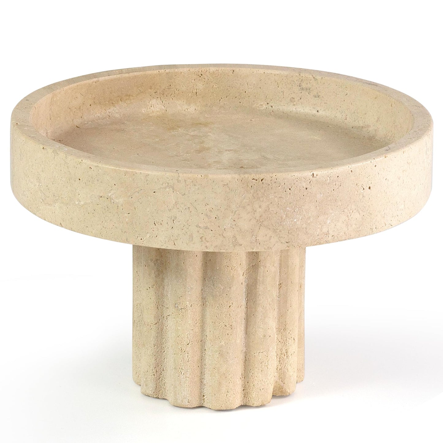 YMXYJM,Travertine Decorative Tray,Pedestal Display Stand,Beige