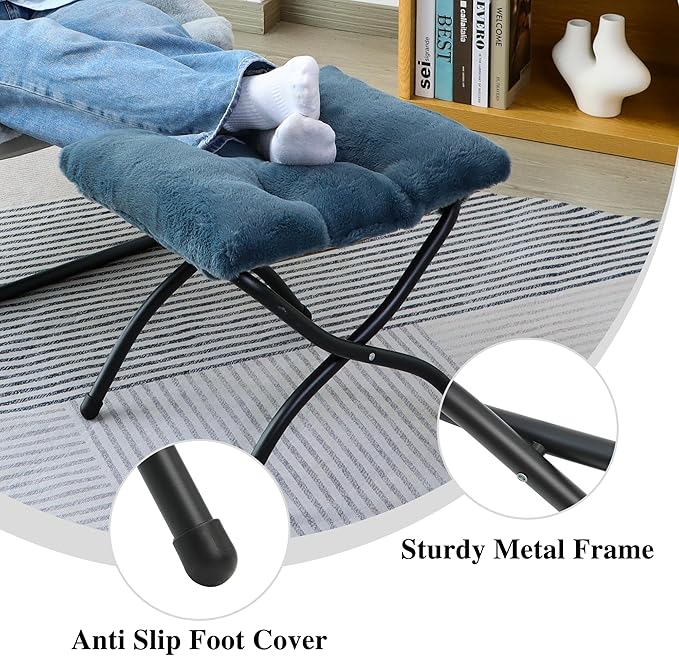 15" Folding Ottoman, Foldable Footrest Stool, Portable Small Foot Stool