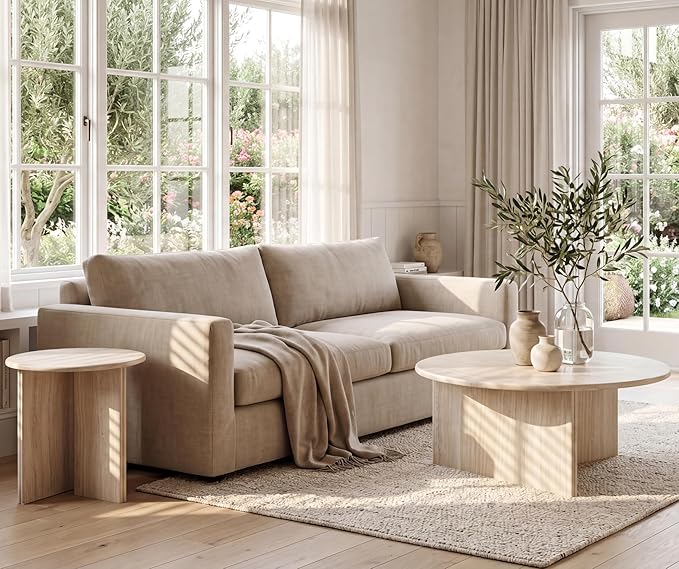 HNY Coffee Table and End Table Set of 2 Modern Round Nesting Coffee Table Faux