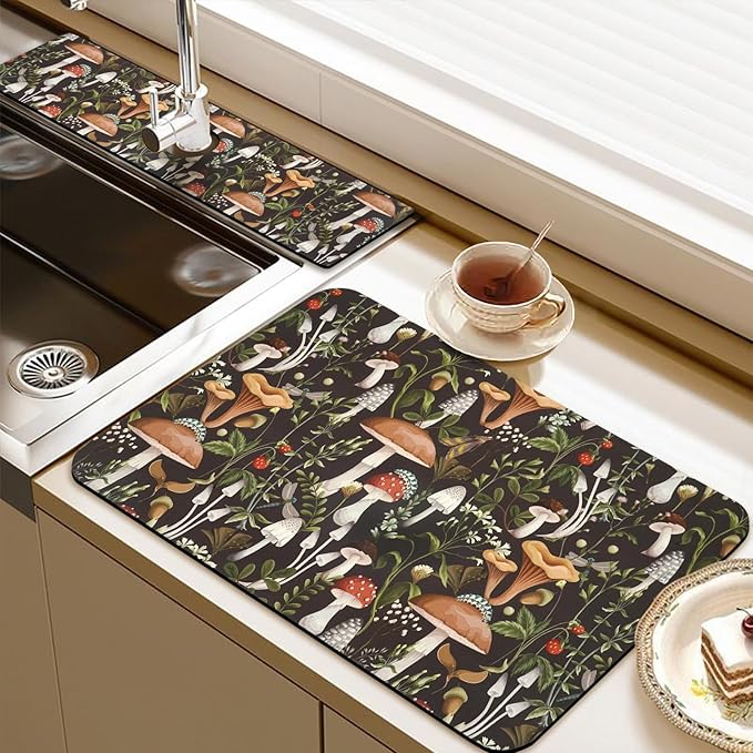 24.5" x 15.5" Dish Drying Mat & 24" x 5.5" Sink Splash Guard, Super Absorbent