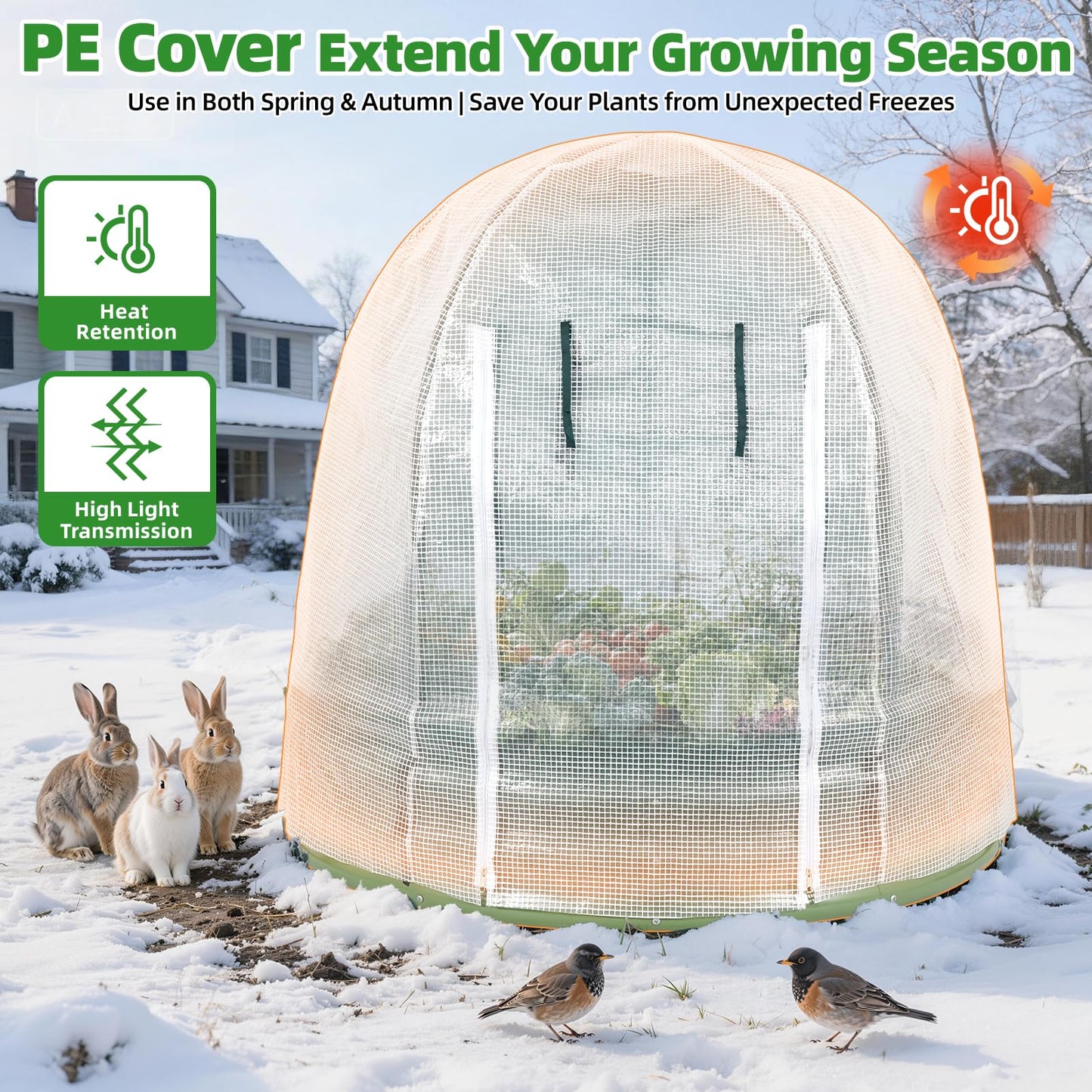 VIREO GARDEN Galvanized Raised Garden Bed with Cover | 4x4x1FT Metal Planter Box Outdoor with Greenhouse PE Cover for Winter & Mesh cover for Summer | 3-in-1 Raised Bed with Windows for Easy Gardening