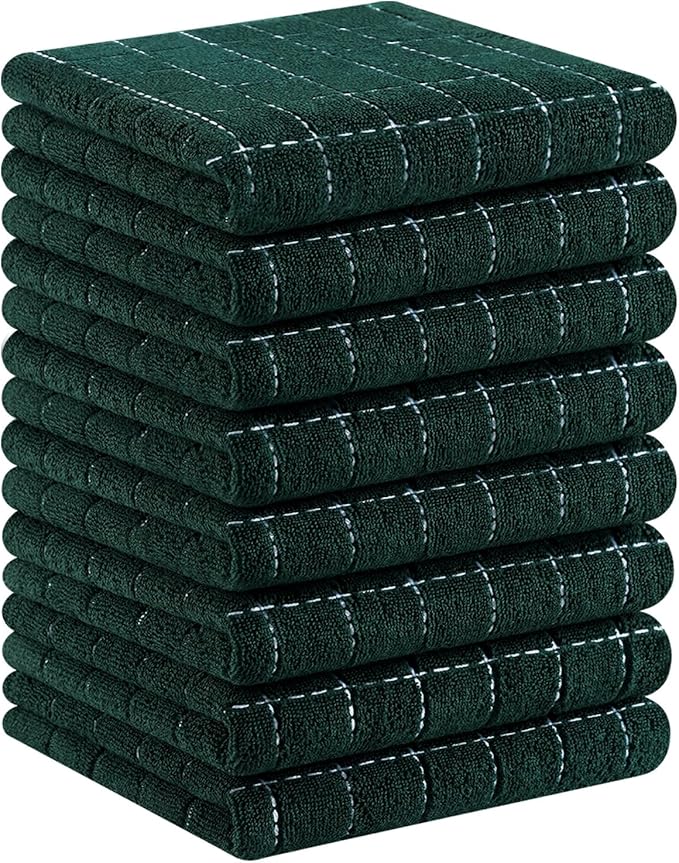 Homaxy 100% Cotton Terry Kitchen Towels, Checkered Designed, Soft and Super