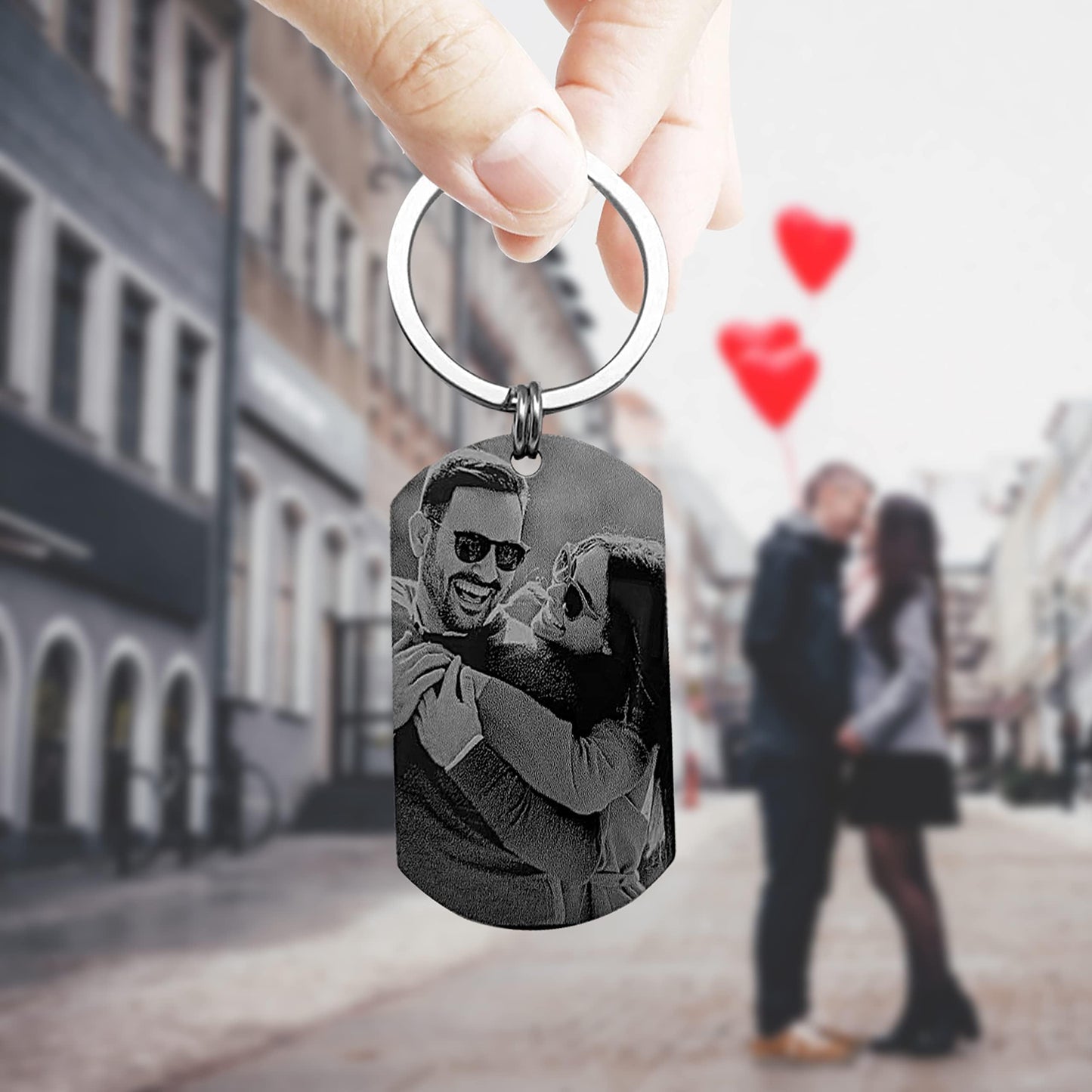 Custom Keychain, Personalized Photo, Laser-Printed Text & Image - Ideal for Christmas, Valentine's Day, Birthday, Father's Day, Anniversary, and Safe Driving Reminders - Perfect Couple Memorial Gifts