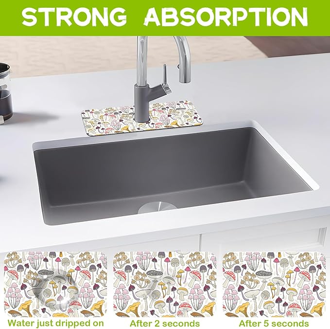 Kitchen Sink Splash Guard Faucet Mat Super Absorbent Fast Drying Mat Guard