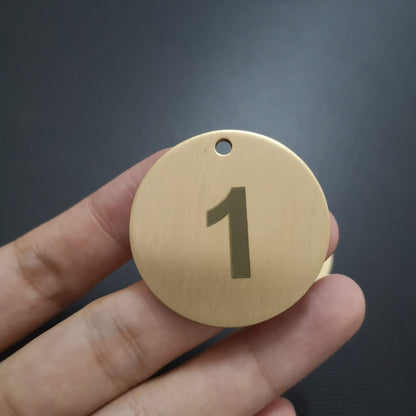 Numbered Brass Tags with Key Rings (1-10)