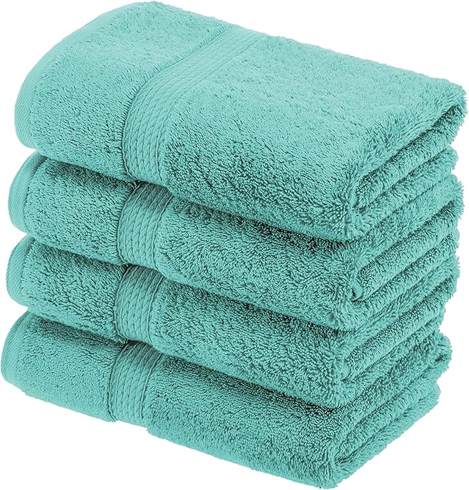 SUPERIOR Egyptian Cotton Pile Hand Towel Set of 4, Ultra Soft Luxury Towels