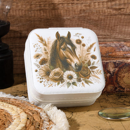 CEELGON Western Jewelry Box Case Gift Horse Print Travel Jewelry Organizer Christmas Gifts for Teen Girls Cowgirl Stuff Small Portable Travel Accessories for Women (Horse)