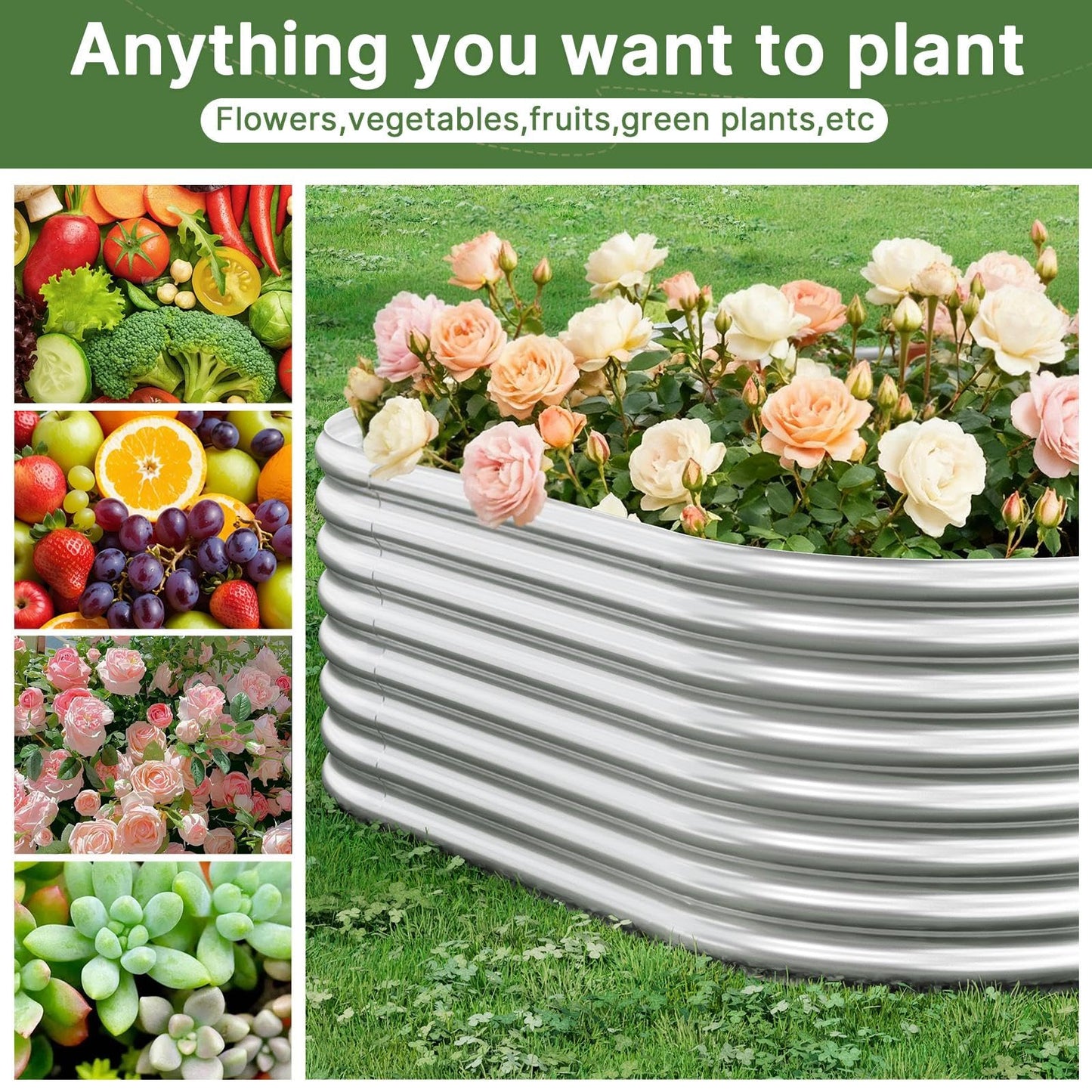 Mostmahes 3 PCS Galvanized Raised Garden Bed Outdoor, Metal Garden Bed for Vegetables, Above Ground Garden Box for Flower, Steel Raised Beds for Gardening - 3x2ft