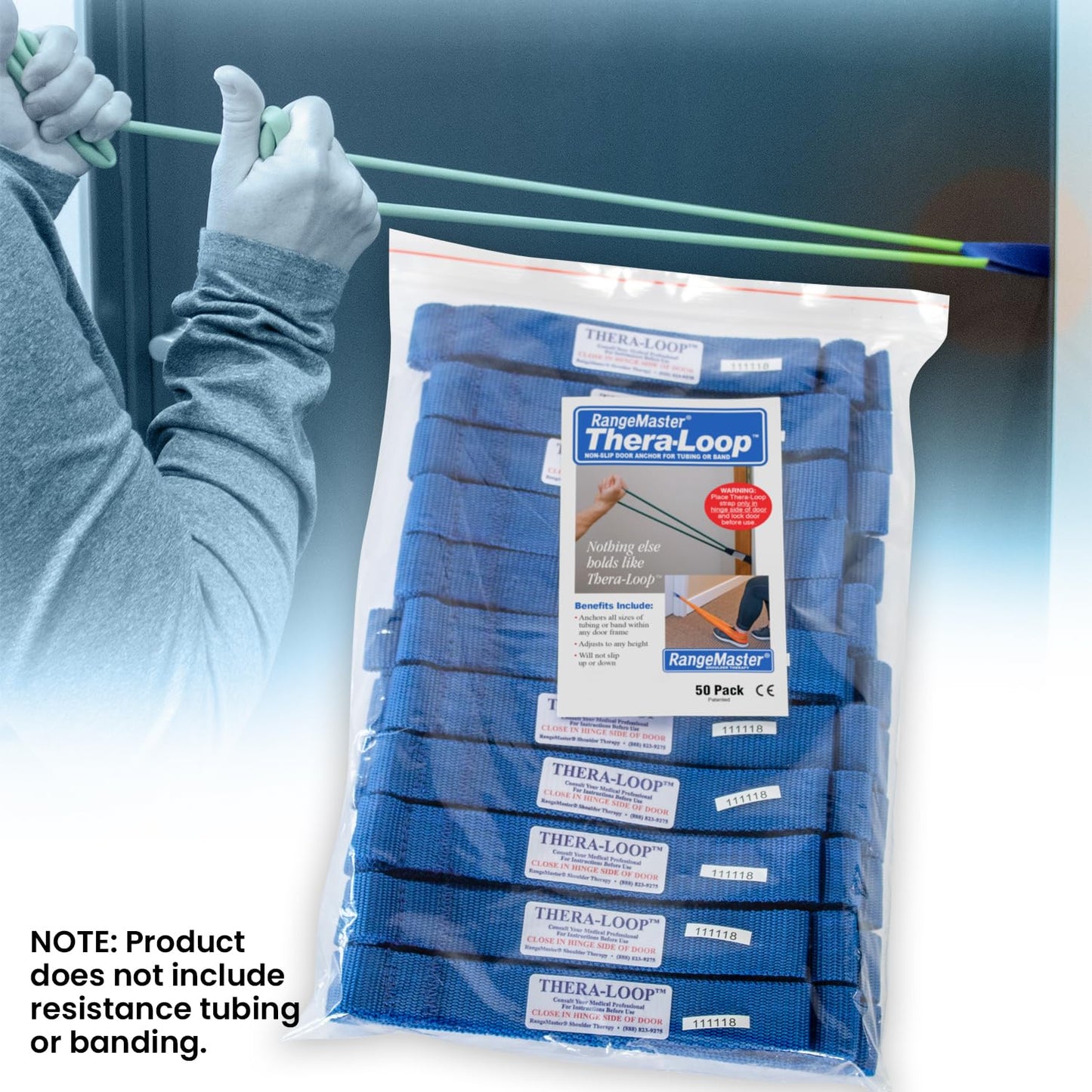 RangeMaster Thera-Loop Banding & Tubing Door Anchors │ Non-Slip │ Complements Exercise Bands or Tubes │ Great for Exercising and Strengthening Activities | Multi-Purposes Door Anchors | 50 pack