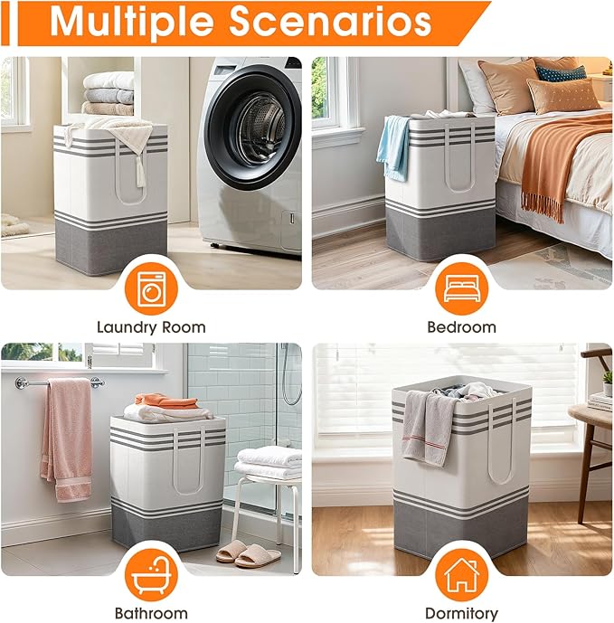 4 Pack Large Laundry Baskets, Laundry Hampers, Freestanding Waterproof