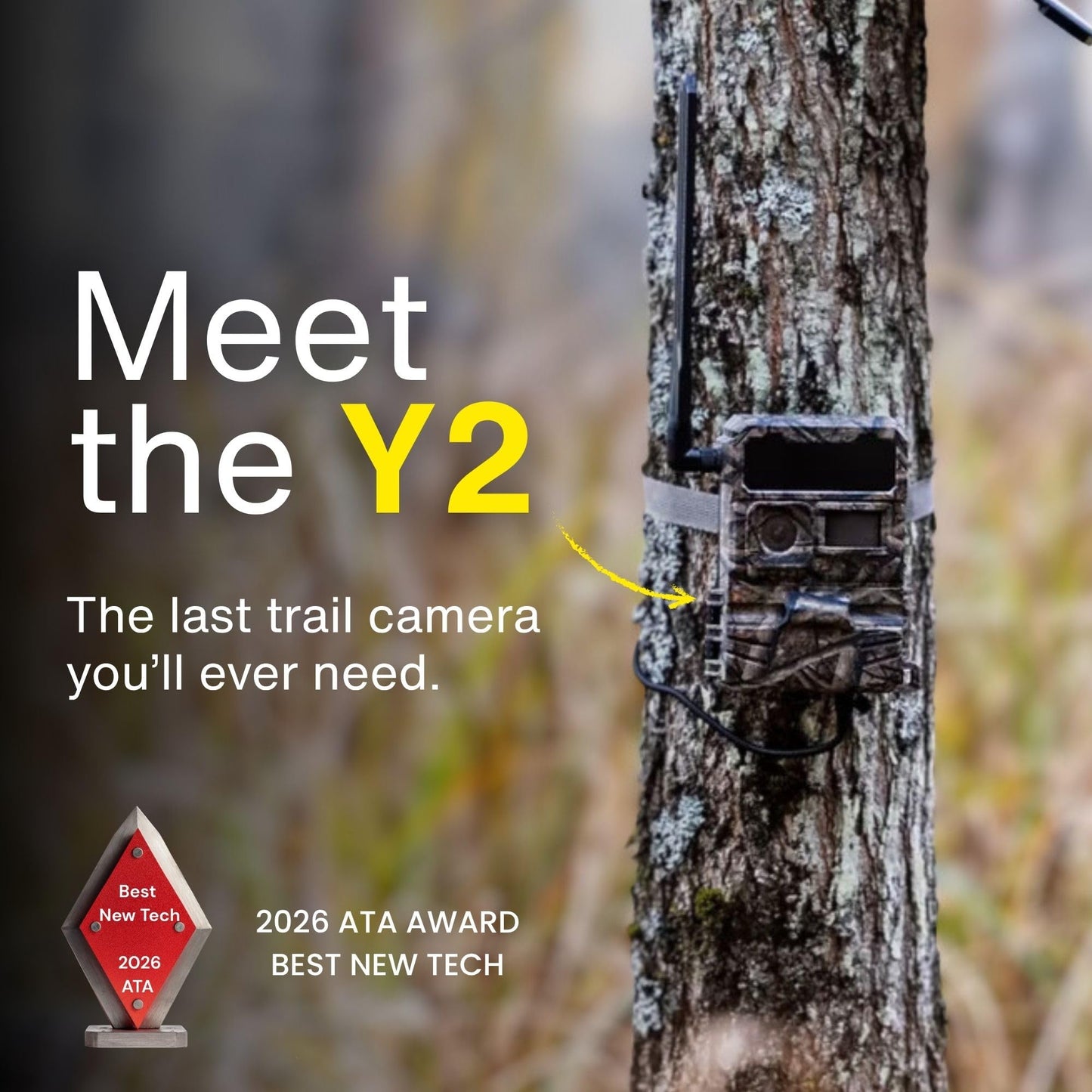 Yellowstone.ai Y2 4G LTE Cellular Trail Camera with Phone App - Solar Panel & 2 Battery Packs - No Glow Night Vision, HD 1080p, IP66 Waterproof - Hunting Deer Game Camera
