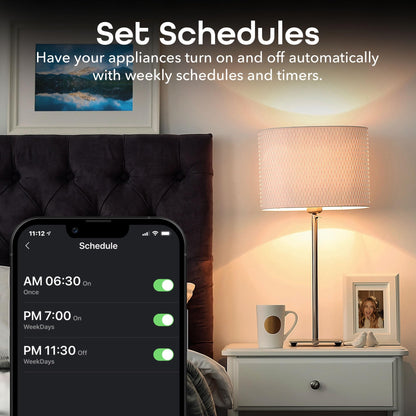 Geeni Smart Plug Power Strip, 6 Outlets and 2 USB Ports, 6 ft. Cord, Surge Protector with Voice Control, WiFi Control, Compatible with Alexa & Google Home, No Hub Required, Black