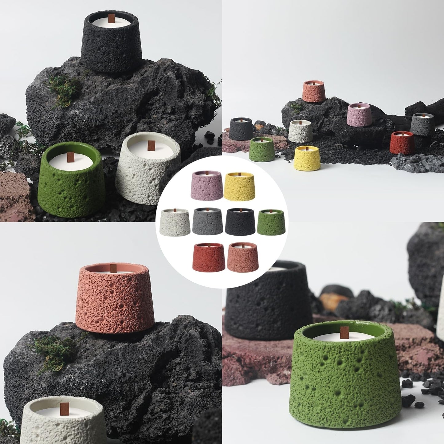 Boxonly 3-Pack Nordic Cement Tealight Candle Holders – Black Empty Candle Containers for Home Décor, Minimalist Stone Design, Ideal for Aromatherapy and Gifts (No Wax)