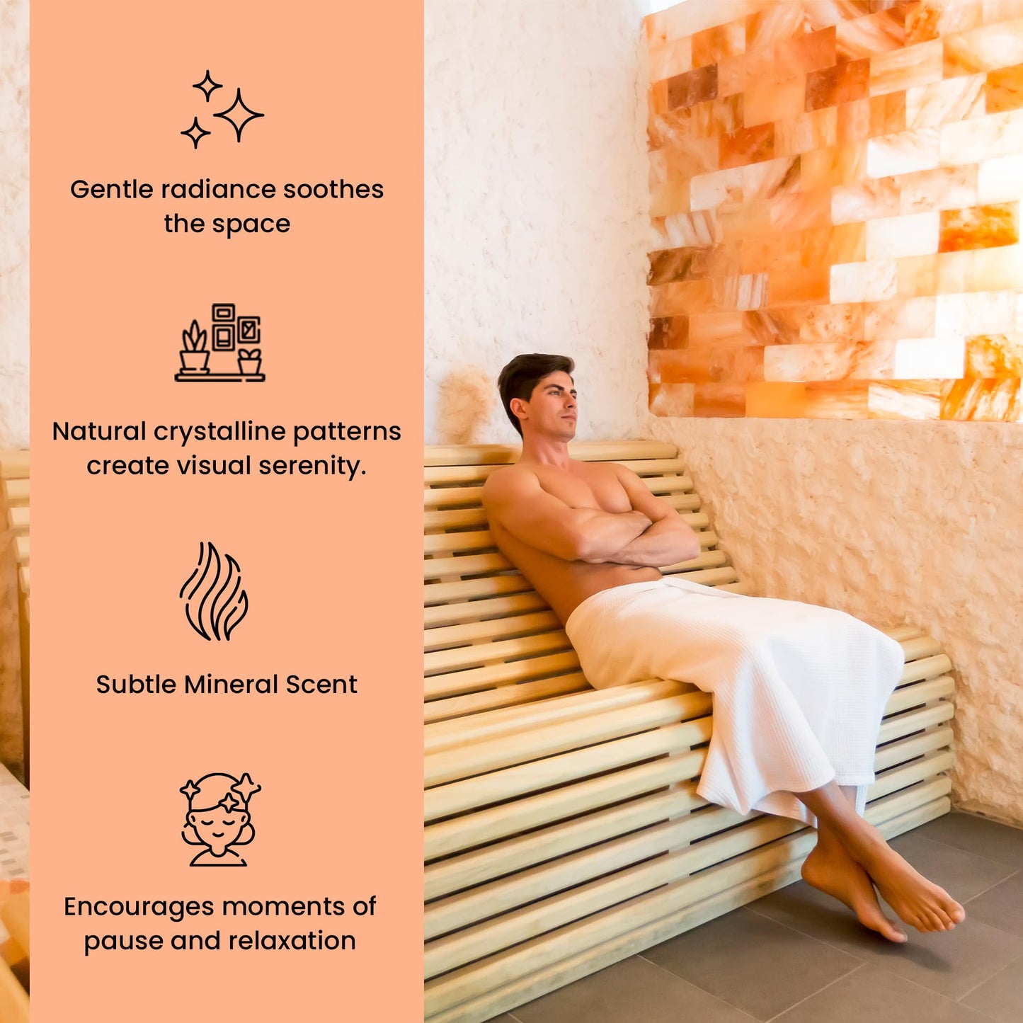 POHS Himalayan Pink Salt Tiles 8’’x4’’x1’’ Pack of 1 for Home Sauna, Spa and Salt Wall Block for Home décor,2.75 lbs