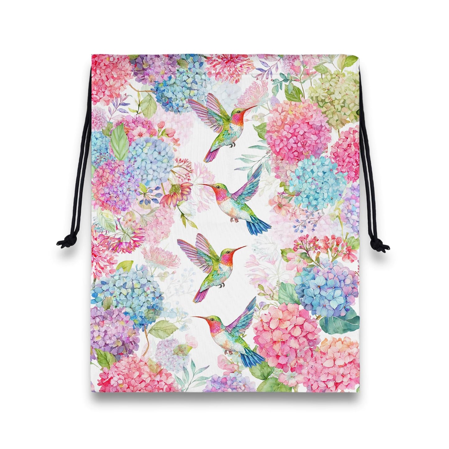GAIIIIYOU Hummingbird Gymnastics Grip Bag Hydrangea Waterproof String Bag for Gym