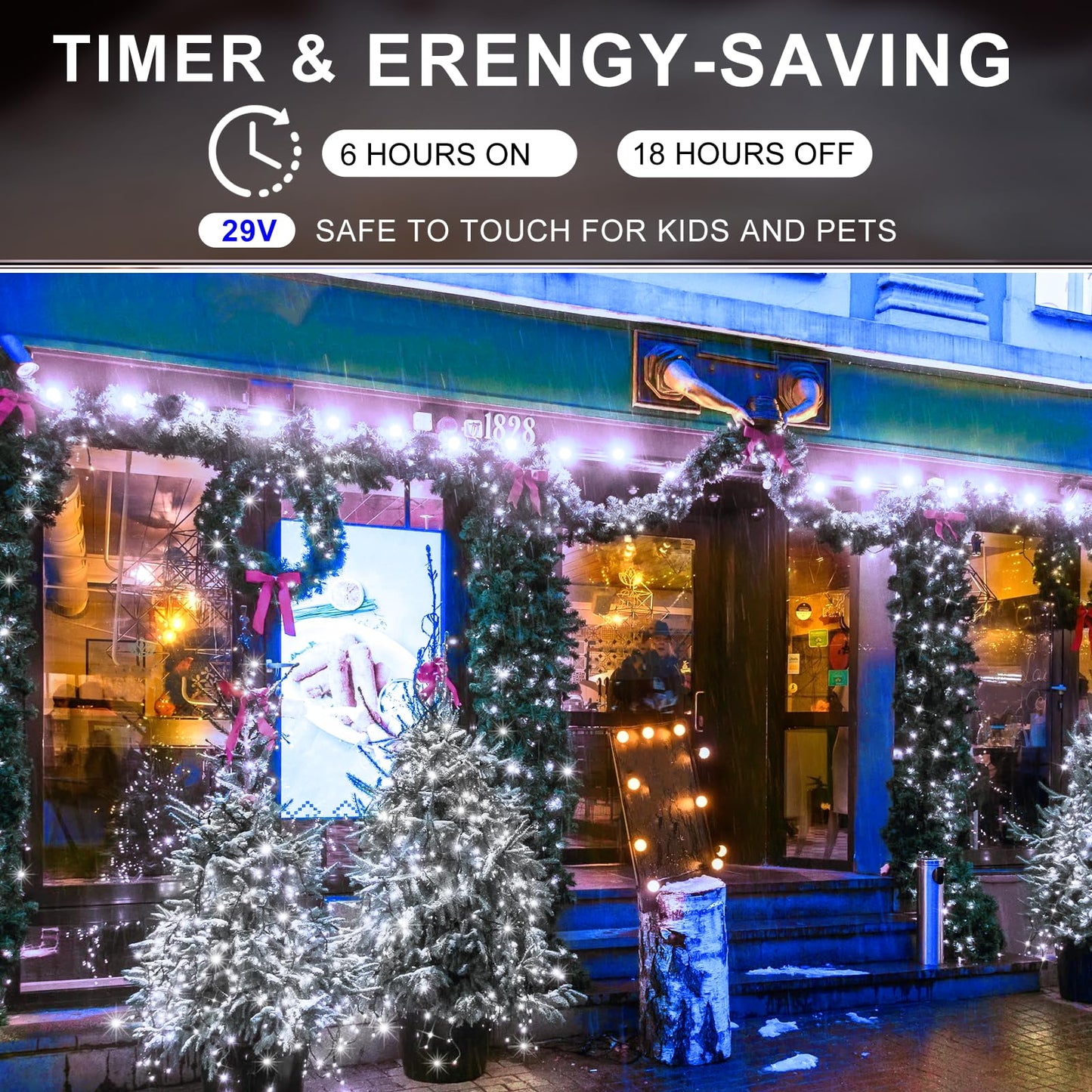 KNONEW 403FT 1000 LED Christmas Lights Outdoor String Light 8 Modes & Timer Fairy Lighting Plug in Waterproof for Xmas Yard Tree Wedding Party Holiday Decorations (Cool White)