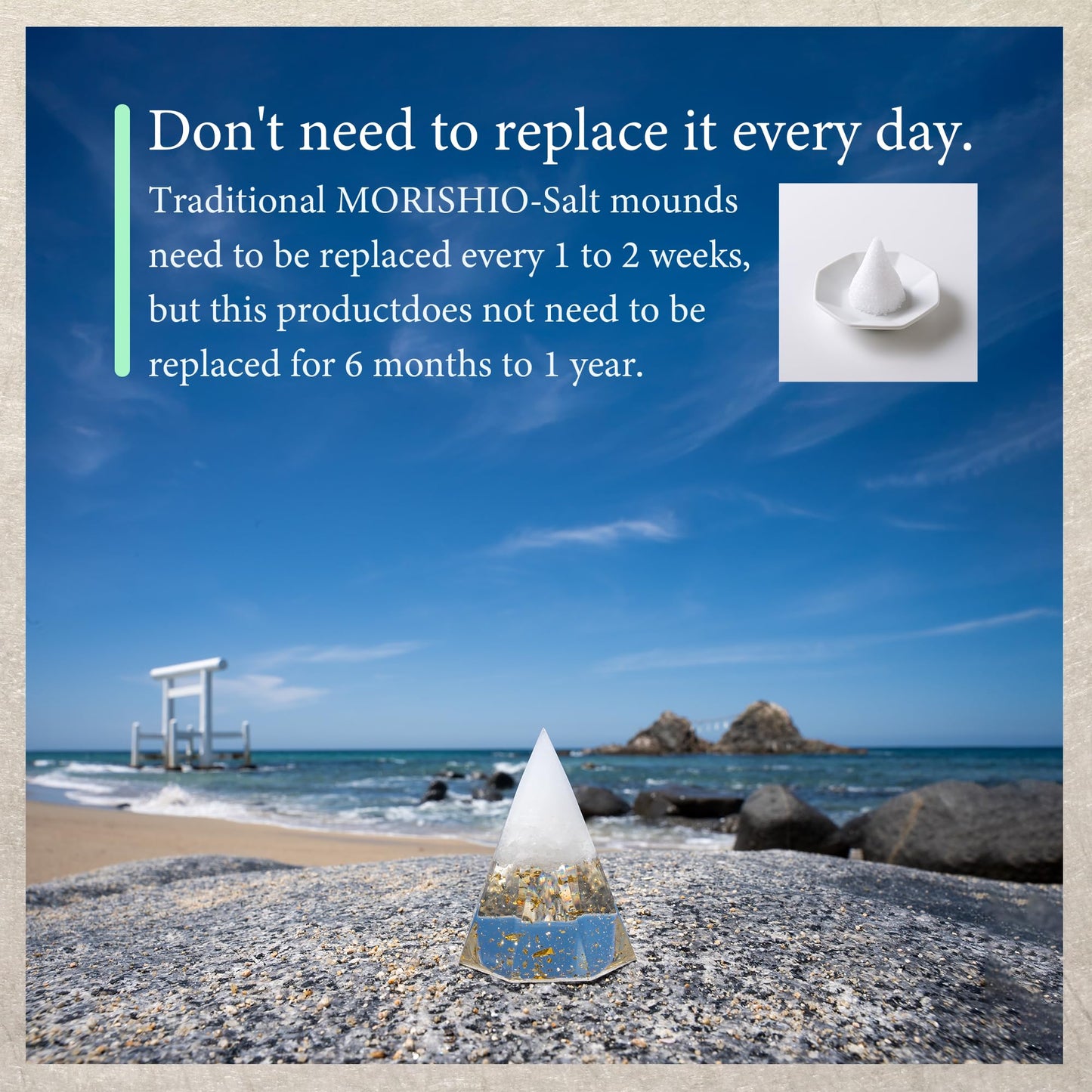 MORISHIO Japanese Orgone Pyramid, Salt purification zen lucky ornaments (Gold)