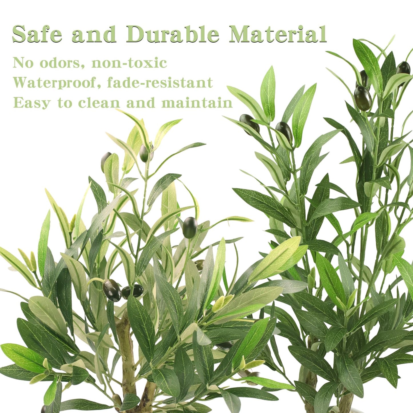 Abyjifar 20" Artificial Olive Tree with Pot, Faux Green Potted Plants Indoor Fake Greenery Olive Branches Stems in Pot for Tabletop Desk Office Kitchen Living Room Bedroom Bathroom Home Decor