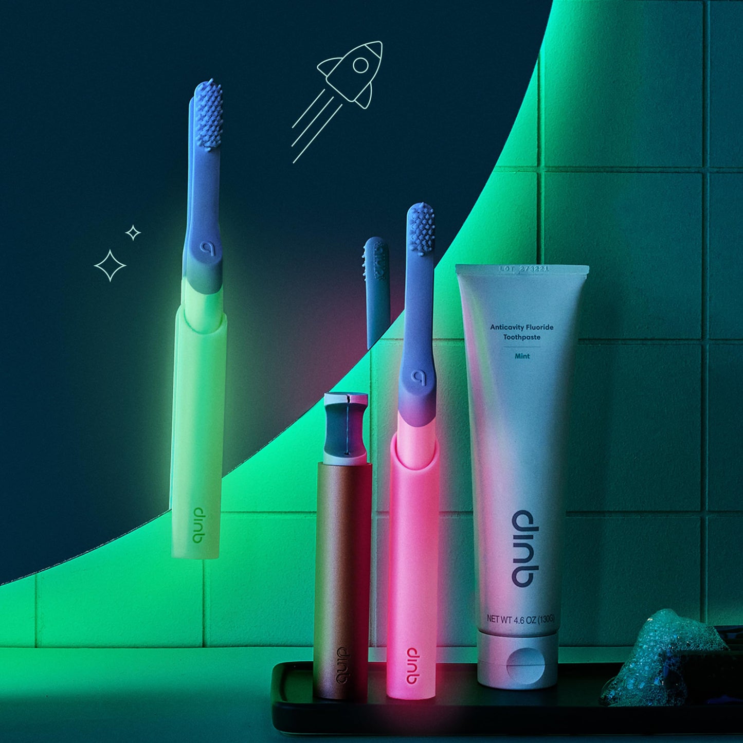 Quip Sonic Toothbrush for Kids with Timer - Includes Extra Brush Head and Travel Cover Mount - Electric, Soft Bristle Refill Head, Rubber Handle, 3 Month Battery Life - Travel Toothbrush - Blue
