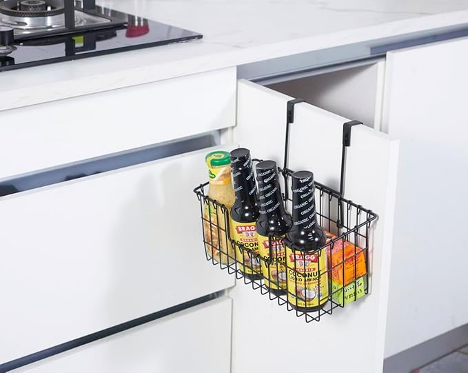 Wire Storage Basket 2 Packs, Wall Mounted Kitchen Bathroom, Hanging Cabinet
