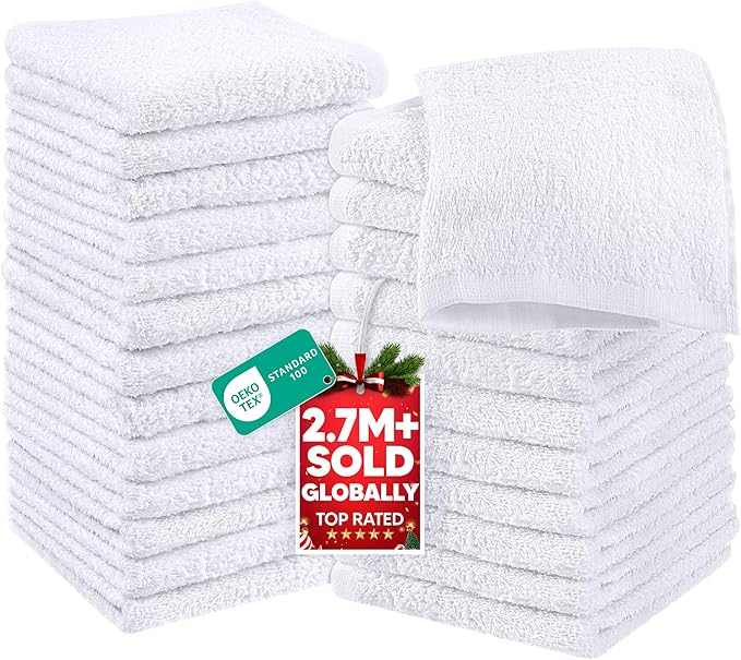 Utopia Towels 24 Pack Cotton Washcloths Set, 100% Ring Spun Cotton, Highly