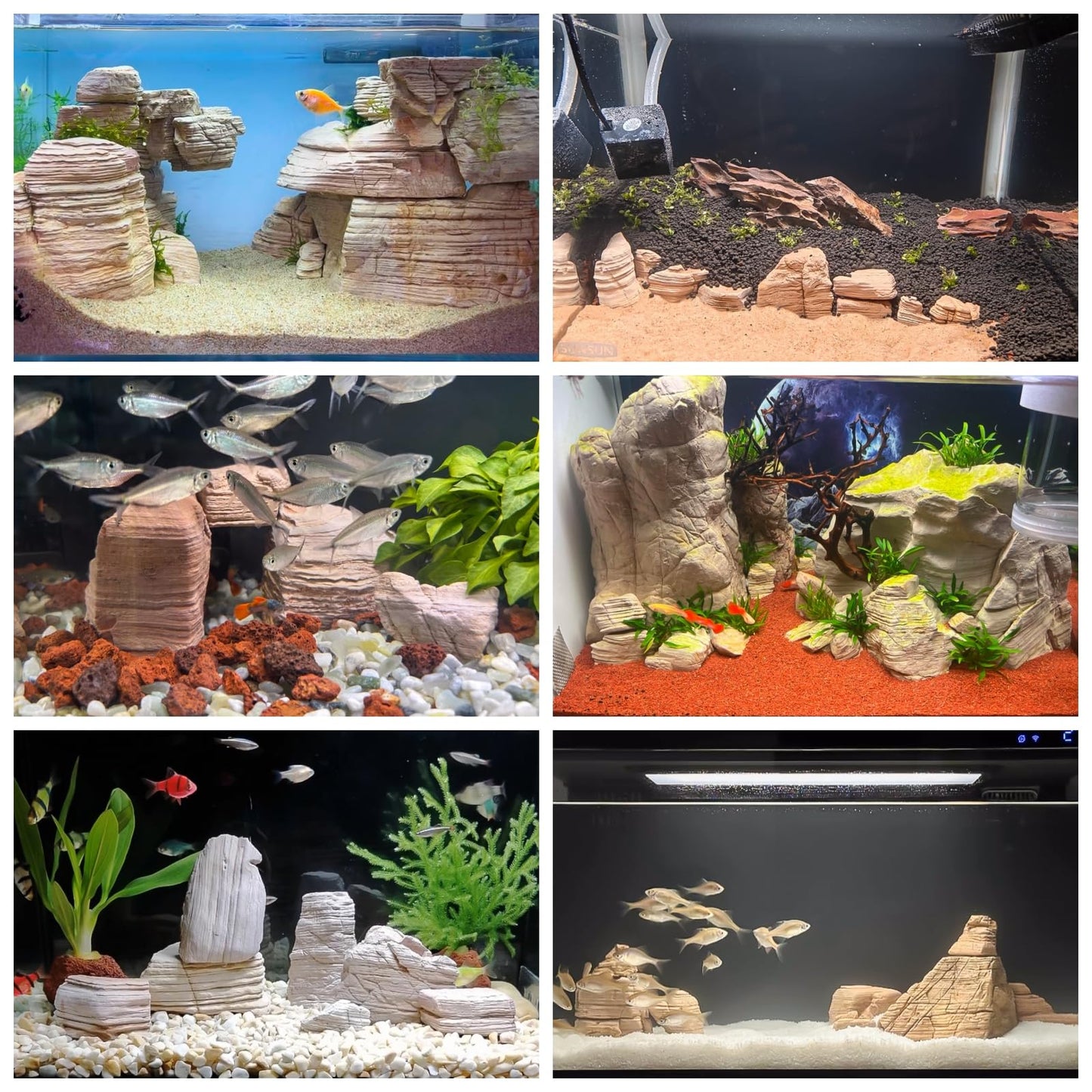 KINGRUI Aquarium Stone Rock 20lb Fish Tank Stone 2-8inch for Aquarium Landscaping, Terrariums, Vivarium Enclosures, Miniature and Fairy Gardens-7-8Pcs