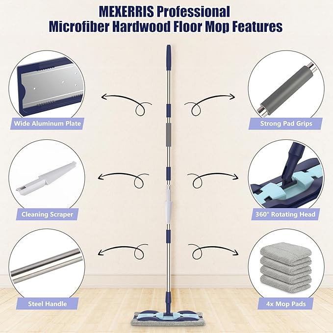 Microfiber Mops for Hardwood Floor Cleaning: MEXERRIS Flat Floor Mop