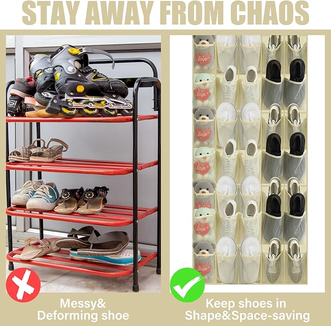 Windyun 40 Over the Door Shoe Organizer Large Breathable Mesh Pockets Hanging