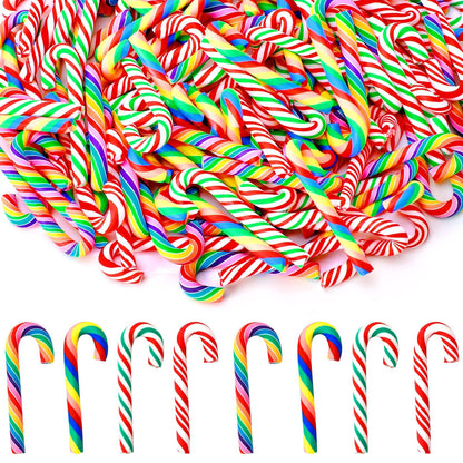 JUNEBRUSHS 120 Pcs Christmas Mini Candy Cane Fake Candy Canes Christmas Ornaments for Xmas Tree Vase Filler DIY Crafts Holiday Table Decor