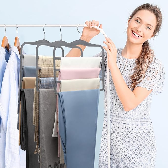 Closet Organizers and Storage, Pants Hangers Space Saving, Velvet Hanger